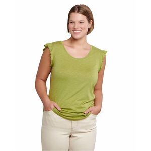 TOAD&CO TOAD AND CO Women’s Green Sleeveless Ruffle Shoulder Scoop Neck Tee Medi